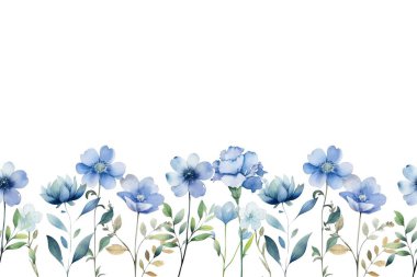 Renkli suluboya çiçekli çerçeve. Resimler beyaz arkaplanda izole edildi.