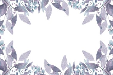 Renkli suluboya çiçekli çerçeve. Resimler beyaz arkaplanda izole edildi.