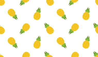 Eğlenceli ananas desenli vektör çizimi.