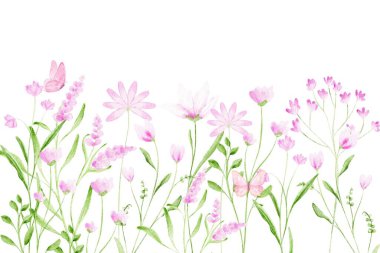 Küçük çiçekli suluboya düzenlemeler. Botanik illüstrasyon asgari biçim.