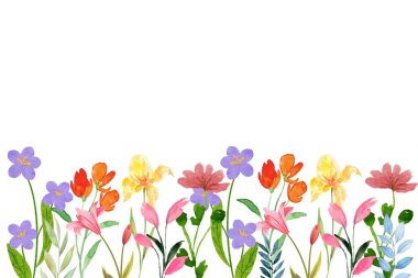 Küçük çiçekli suluboya düzenlemeler. Botanik illüstrasyon asgari biçim.