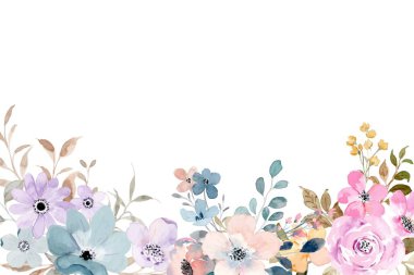 Küçük çiçekli suluboya düzenlemeler. Botanik illüstrasyon asgari biçim.