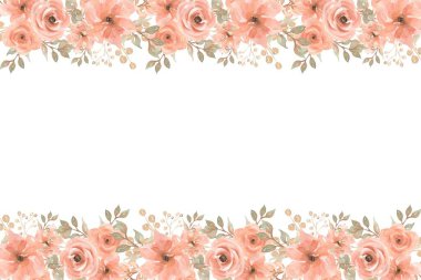 Çiçek açan botanik çiçekleri sınır çerçevesi. Beyaz arka planda renkli yabani çiçek. Renkli bahçe vektör illüstrasyonu.