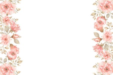 Çiçek açan botanik çiçekleri sınır çerçevesi. Beyaz arka planda renkli yabani çiçek. Renkli bahçe vektör illüstrasyonu.