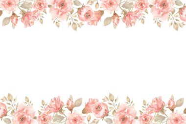 Çiçek açan botanik çiçekleri sınır çerçevesi. Beyaz arka planda renkli yabani çiçek. Renkli bahçe vektör illüstrasyonu.