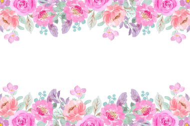 Tasarım için suluboya çiçek çerçevesi arkaplanı.