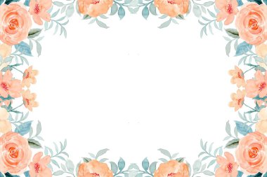 Tasarım için suluboya çiçek çerçevesi arkaplanı.