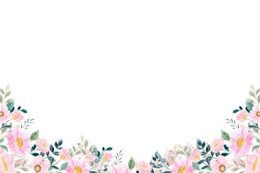 Tasarım için suluboya çiçek çerçevesi arkaplanı.