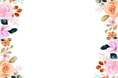 Tasarım için suluboya çiçek çerçevesi arkaplanı.