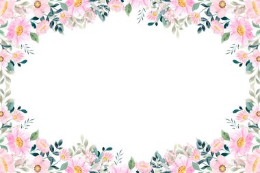 Tasarım için suluboya çiçek çerçevesi arkaplanı.