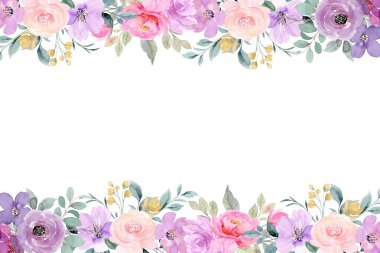 suluboya çiçekler tasarım için çerçeve vektörü.