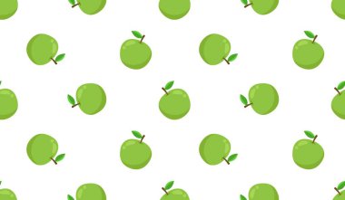 Şirin yeşil elmalar, dikişsiz desen. Tekstil, duvar kağıdı, ambalaj, kapak, ağ, kart, kutu, baskı, pankart, seramik için şablon