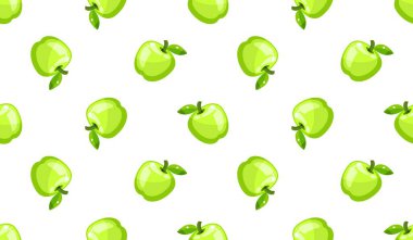 Şirin yeşil elmalar, dikişsiz desen. Tekstil, duvar kağıdı, ambalaj, kapak, ağ, kart, kutu, baskı, pankart, seramik için şablon