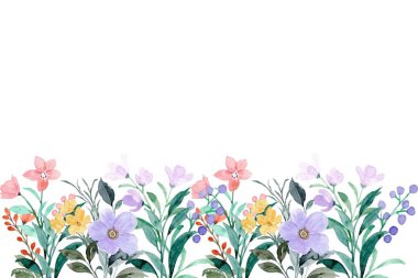 Tasarım için suluboya çiçek çerçevesi arkaplanı.