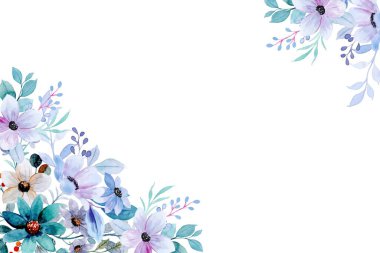 Tasarım için suluboya çiçek çerçevesi arkaplanı.