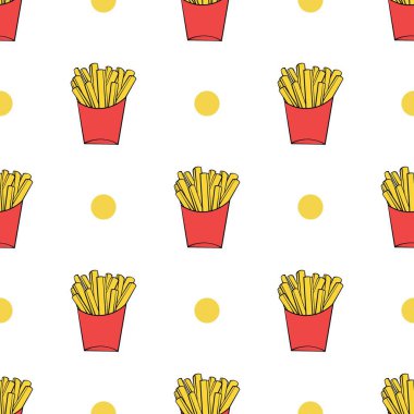 Patates kızartması vektör görüntüsü, kızarmış patates, fast food, kalıp, arka plan