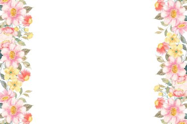 Tasarım için suluboya çiçek arka planı. Çiçek sınır çerçevesi şablonu.