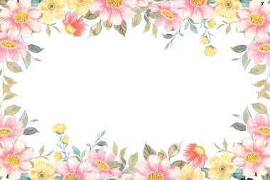 Tasarım için suluboya çiçek arka planı. Çiçek sınır çerçevesi şablonu.