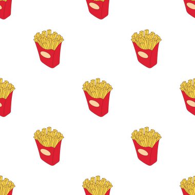 Patates kızartması kusursuz bir arka plan. Fast food kusursuz vektör deseni..