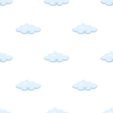 Gökyüzünde şirin karikatür bulutları. Karalama suluboya kusursuz desen vektörü. Asgari duvar kağıdı. Kumaş, tekstil, kumaş, gömlek, etek, elbise, çarşaf, pijama, giysi, çıkartma için tasarım.