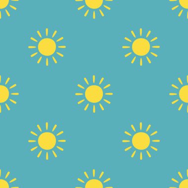 Sun vector seamless pattern. Modern simple orange sun shapes