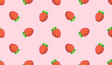 Strawberry flowers summer seamless vector children's pattern. 