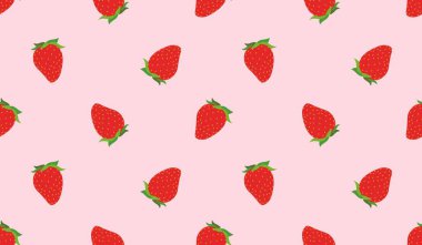 Strawberry flowers summer seamless vector children's pattern. 