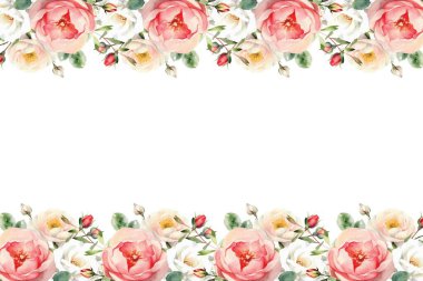 suluboya çiçek çerçevesi arkaplanı.