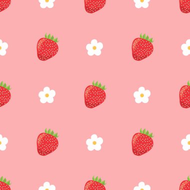 Çilek pürüzsüz desen. Taze meyve kırmızısı çileklerle tekrarlanan desen