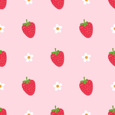 Çilek pürüzsüz desen. Taze meyve kırmızısı çileklerle tekrarlanan desen