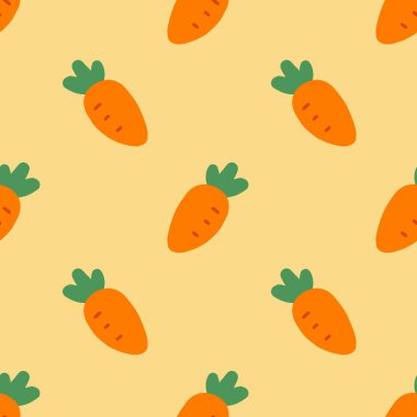 Havuçlu kusursuz desen, sebzelerin vektör çizimi, sağlıklı vejetaryen yemek duvar kağıdı.
