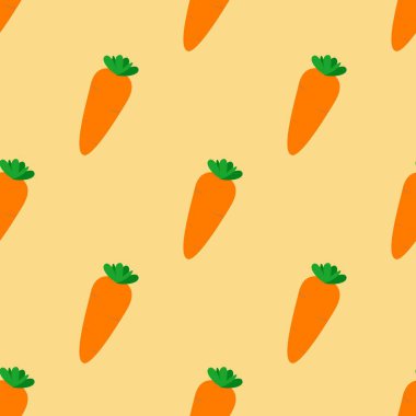 Havuçlu kusursuz desen, sebzelerin vektör çizimi, sağlıklı vejetaryen yemek duvar kağıdı.