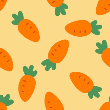 Havuçlu kusursuz desen, sebzelerin vektör çizimi, sağlıklı vejetaryen yemek duvar kağıdı.