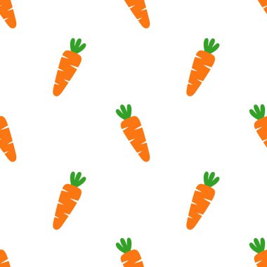 Havuçlu kusursuz desen, sebzelerin vektör çizimi, sağlıklı vejetaryen yemek duvar kağıdı.