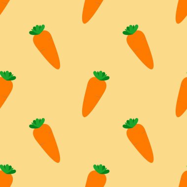 Havuçlu kusursuz desen, sebzelerin vektör çizimi, sağlıklı vejetaryen yemek duvar kağıdı.