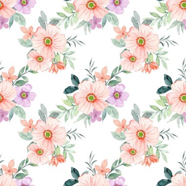 Beyaz arka planda tatlı bir suluboya deseni var. Güzellik ürünleri veya diğer ürünler için suluboya desen.