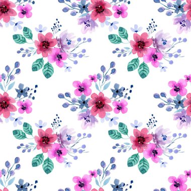 Beyaz arka planda tatlı bir suluboya deseni var. Yumuşak pastel renkler su rengi güzellik ürünleri veya diğer şeyler için kusursuz desen.