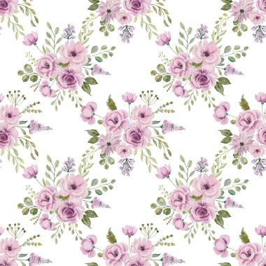 Beyaz arka planda tatlı bir suluboya deseni var. Güzellik ürünleri veya diğer ürünler için suluboya desen.