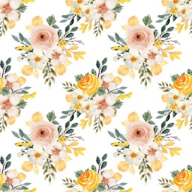 Beyaz arka planda tatlı bir suluboya deseni var. Güzellik ürünleri veya diğer ürünler için suluboya desen.