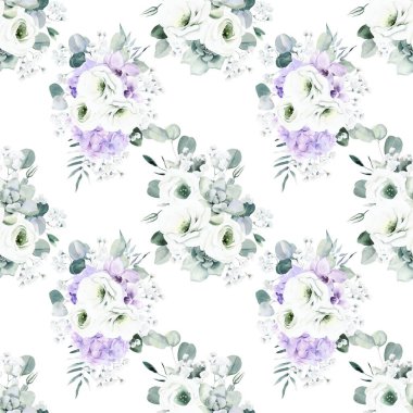 Beyaz arka planda tatlı bir suluboya deseni var. Güzellik ürünleri veya diğer ürünler için suluboya desen.