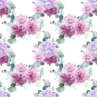 Beyaz arka planda tatlı bir suluboya deseni var. Güzellik ürünleri veya diğer ürünler için suluboya desen.