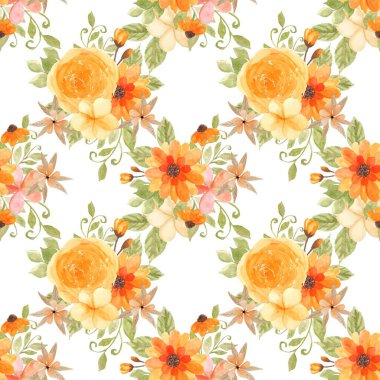 Beyaz arka planda tatlı bir suluboya deseni var. Güzellik ürünleri veya diğer ürünler için suluboya desen.