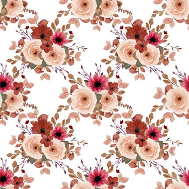 Beyaz arka planda tatlı bir suluboya deseni var. Güzellik ürünleri veya diğer ürünler için suluboya desen.