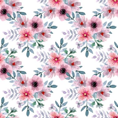 Beyaz arka planda tatlı bir suluboya deseni var. Güzellik ürünleri veya diğer ürünler için suluboya desen.