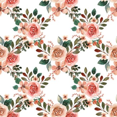 Beyaz arka planda tatlı bir suluboya deseni var. Güzellik ürünleri veya diğer ürünler için suluboya desen.