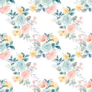 Suluboya çiçekleri tasarım için dikişsiz arkaplan vektörü.