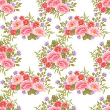 Suluboya çiçekleri tasarım için dikişsiz arkaplan vektörü.