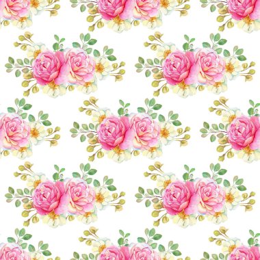 Suluboya çiçekleri tasarım için dikişsiz arkaplan vektörü.