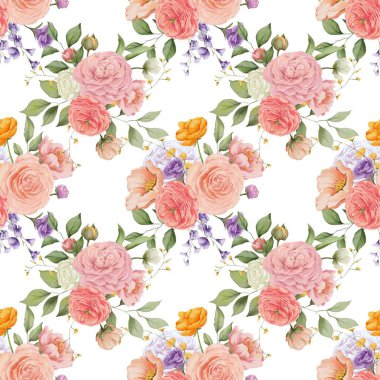 Suluboya çiçekleri tasarım için dikişsiz arkaplan vektörü.