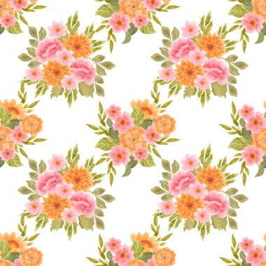 Suluboya çiçekleri tasarım için dikişsiz arkaplan vektörü.